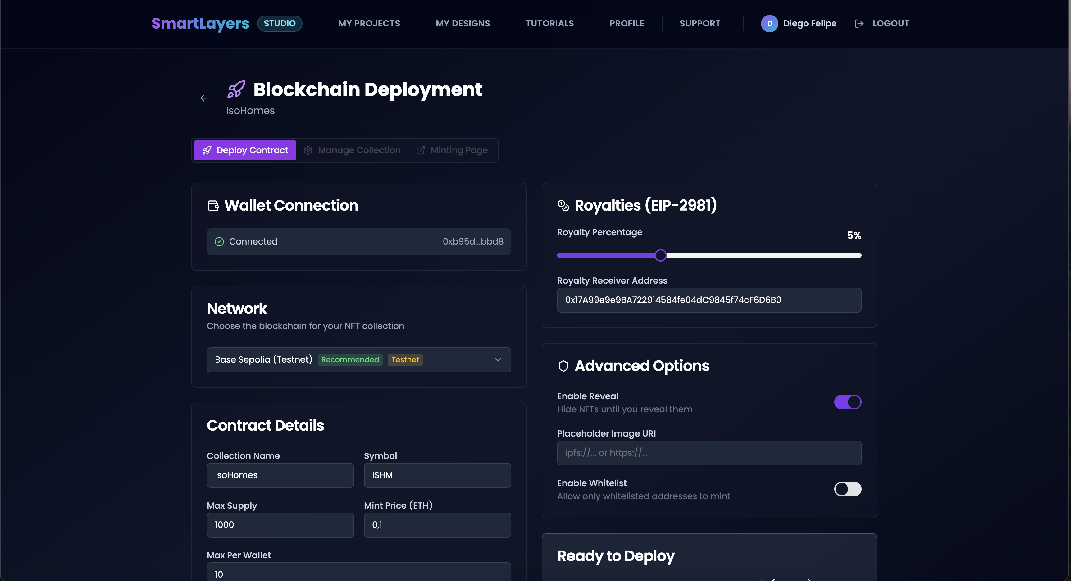Smart Contract Deployment Interface